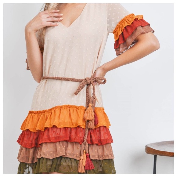 Autumn Belle in Falling Ruffles Mini Dress - Picture 3 of 13